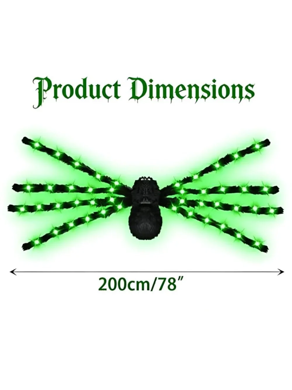 6.6ft‌ Giant Halloween Light up Spider Large Realistic Scary Hairy